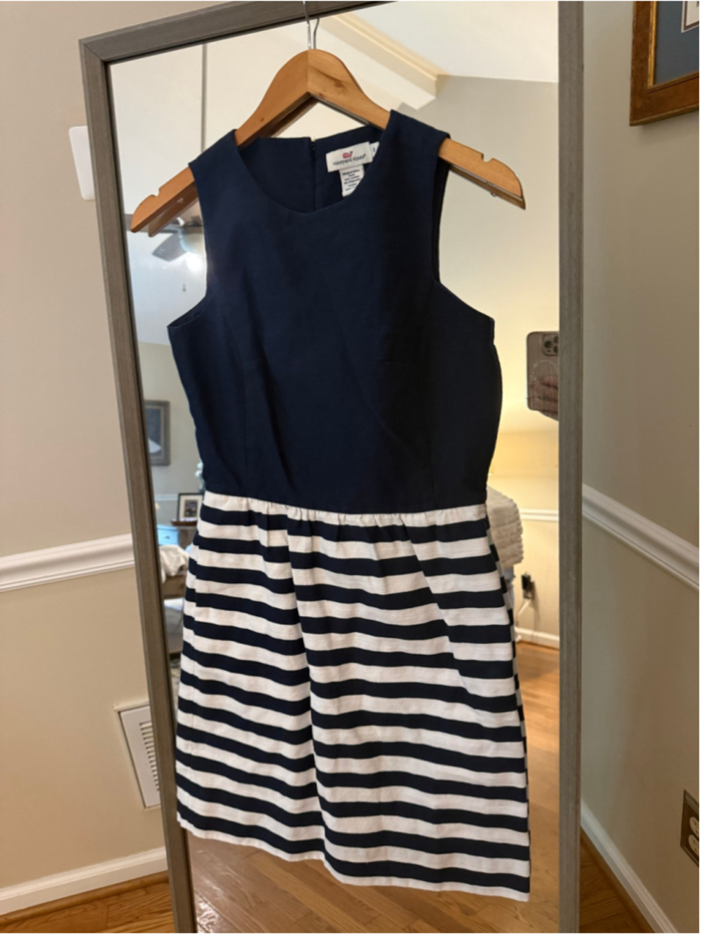 Women's Vineyard Vines Navy Blue & White Striped Mini Dress Size 0